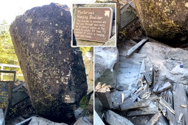 Uno storico masso da 80 tonnellate crolla dopo più di un secolo presso un’attrazione del New Hampshire Uno storico masso da 80 tonnellate crolla dopo più di un secolo presso un’attrazione del New Hampshire
