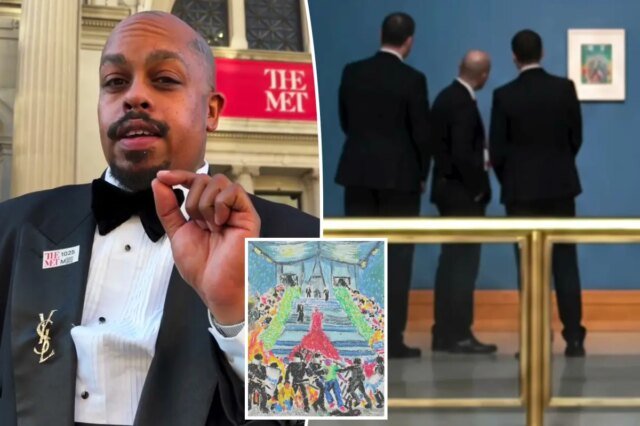 L’artista David Sabastian fa uno scherzo al Met appendendo illegalmente un’opera d’arte che critica il Met Gala L’artista David Sabastian fa uno scherzo al Met appendendo illegalmente un’opera d’arte che critica il Met Gala