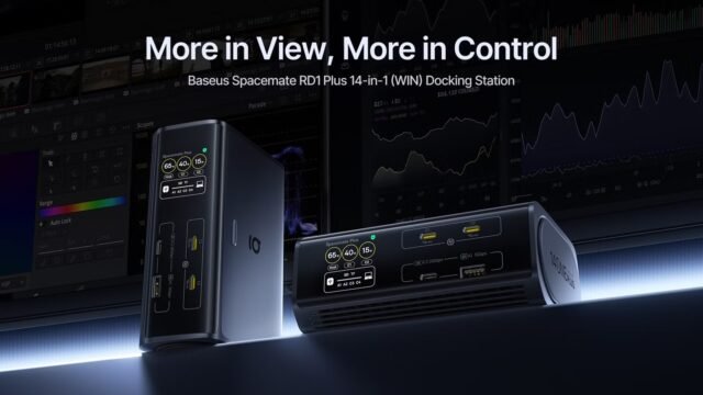 Spacemate RD1 Plus di Baseus è un dock 14 in 1 che funziona in piano su una scrivania o in posizione verticale