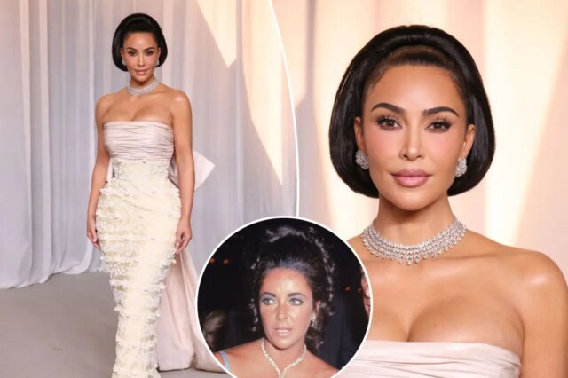Kim Kardashian interpreta Elizabeth Taylor sul tappeto rosso del Gala 2026 dell’Academy Museum